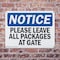 Signmission Please Leave All Packages At Gate, 14 in W x Rectangle, Plastic OS-2PACK-NS-P-1014-L-17504 - alternate 8